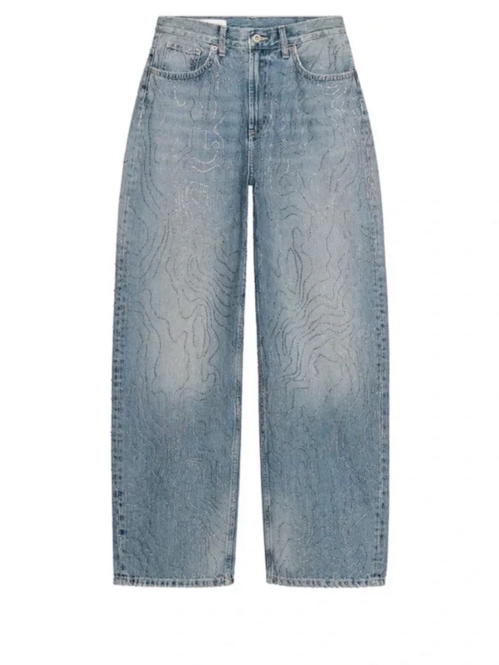 Zara Women's TRF High Waisted Shiny Rhinestone
Straight Jeans LB3 Blue